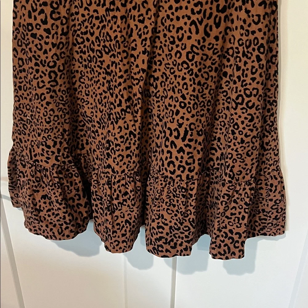 GAP Kids Corduroy Brown Leopard Print Short Sleeve Dress Sz XL/12